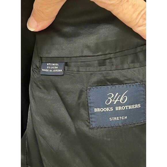 Brooks Brothers 3 Button 346 Mens Wool Stretch Blazer Jacket Size 46M Black - Picture 8 of 16